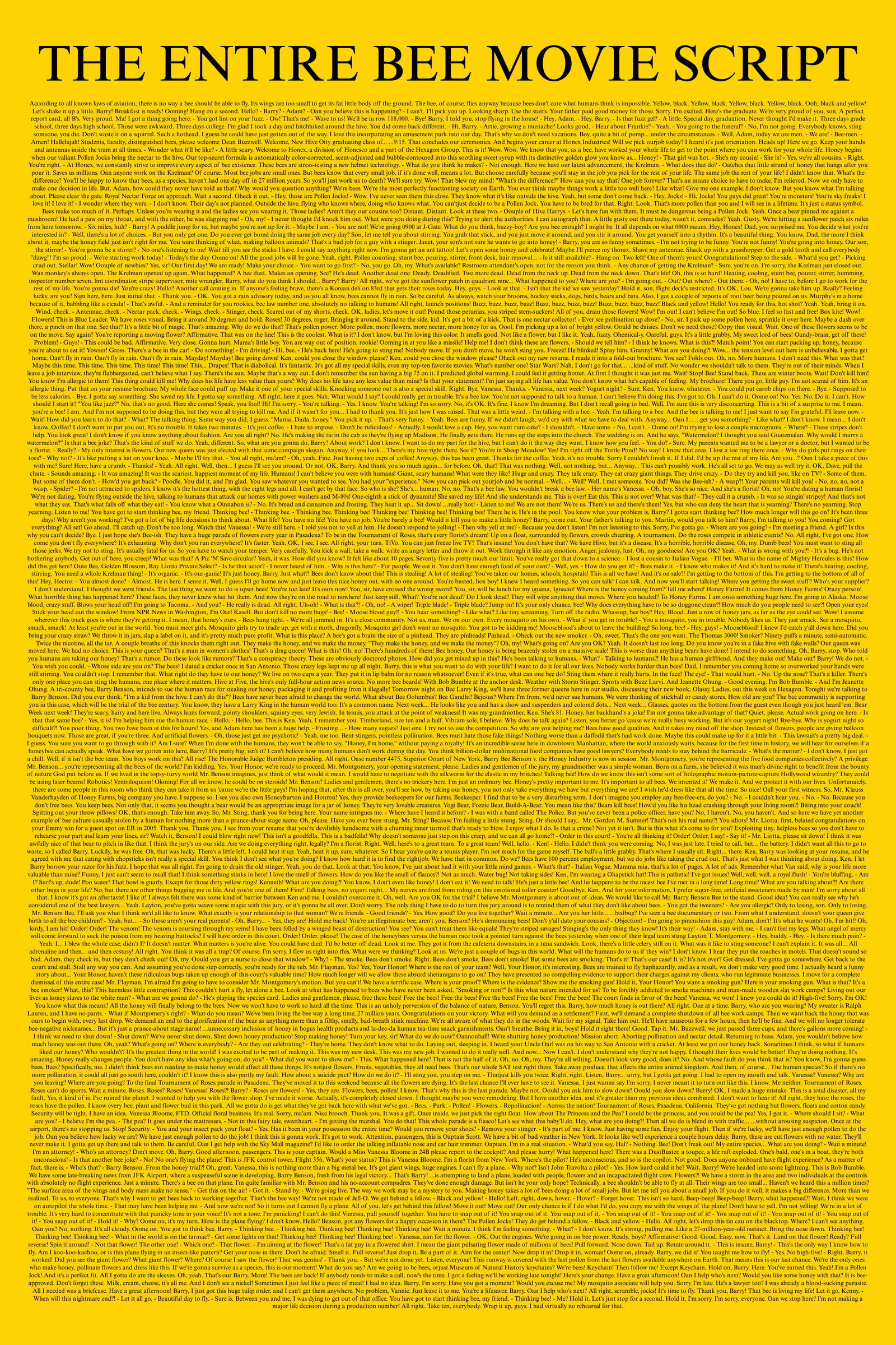 The Entire Bee Movie Script – Memes